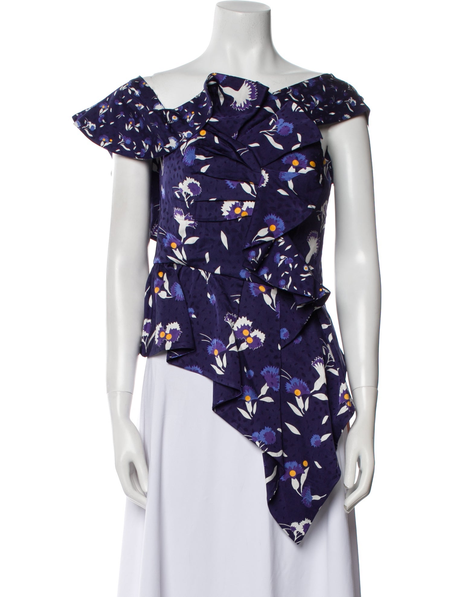 Self-Portrait Floral Print Asymmetrical Blouse