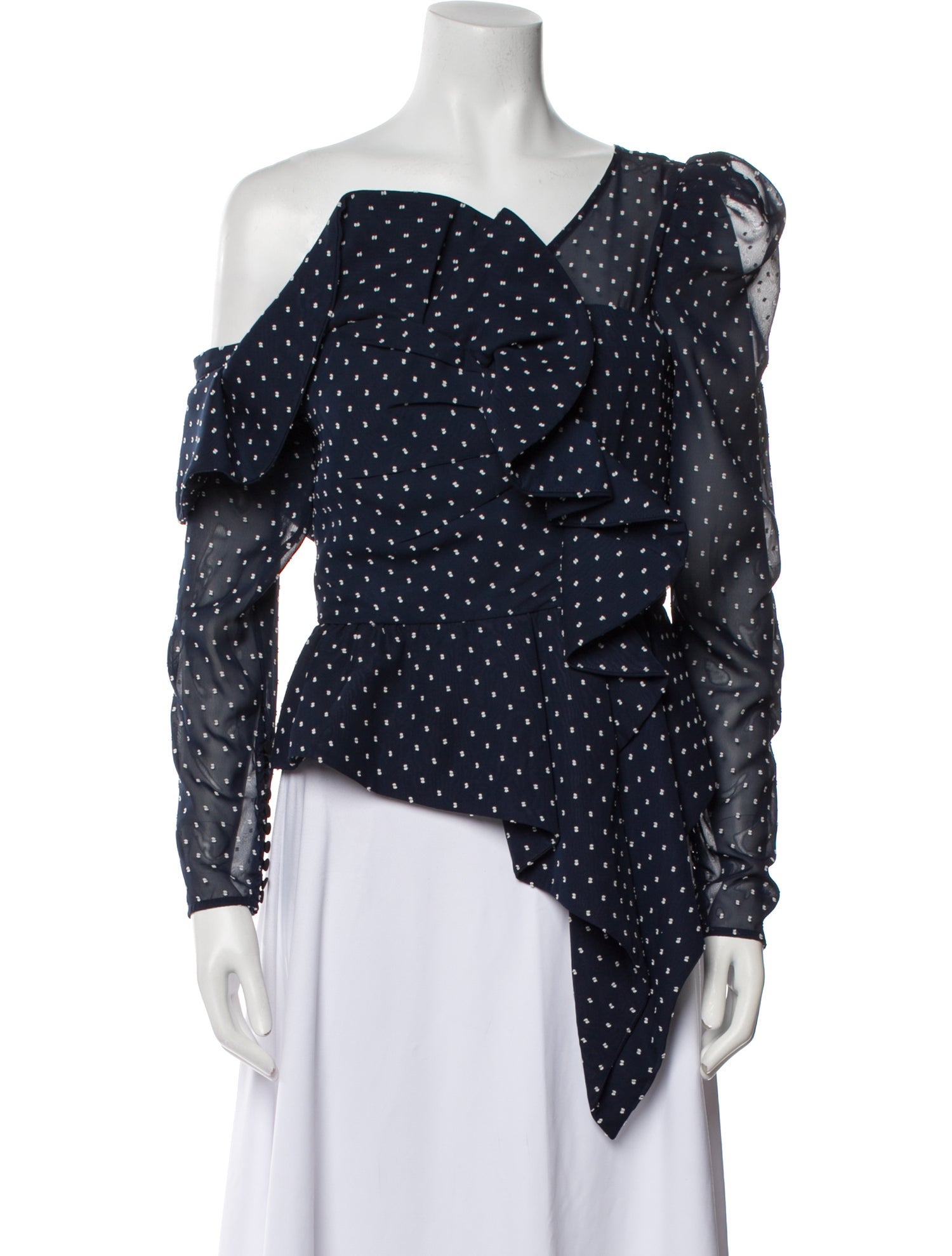 Self-Portrait Printed Asymmetrical Blouse