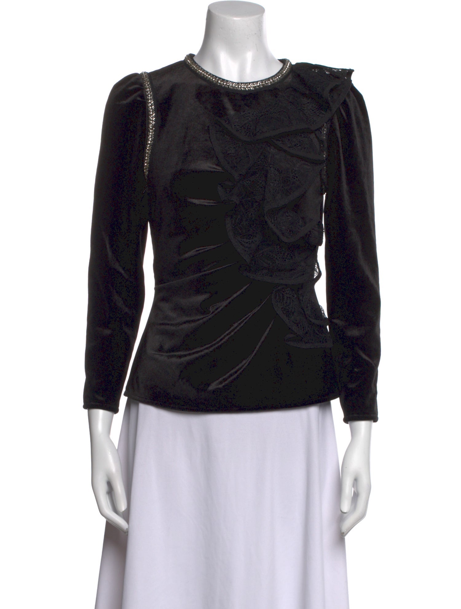 Self-Portrait Crew Neck Three-Quarter Sleeve Top