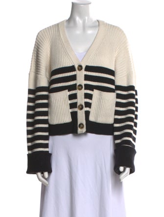 Self-Portrait Striped V-Neck Sweater