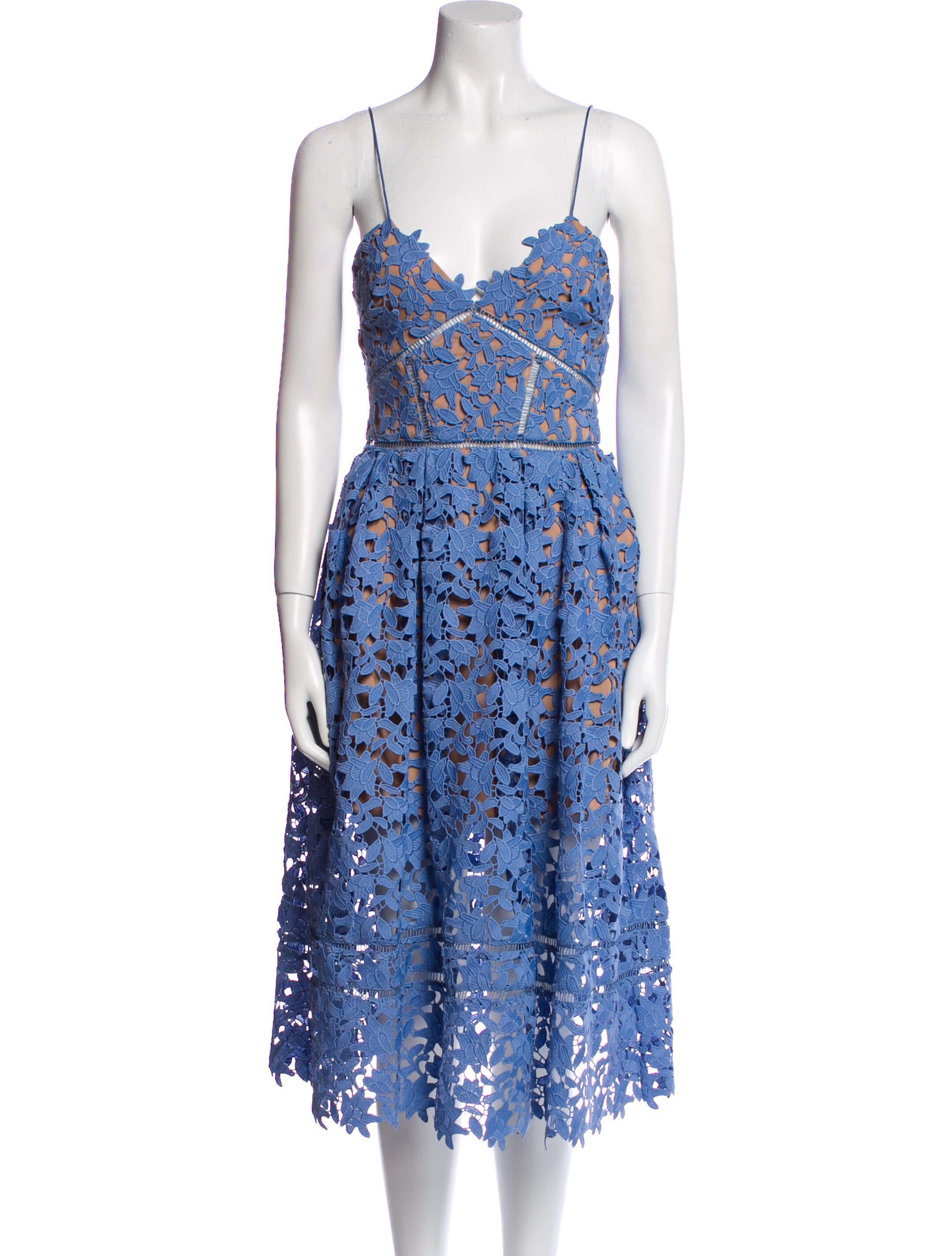 Self-Portrait Lace Pattern Midi Length Dress
