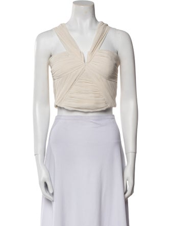 Self-Portrait V-Neck Sleeveless Crop Top