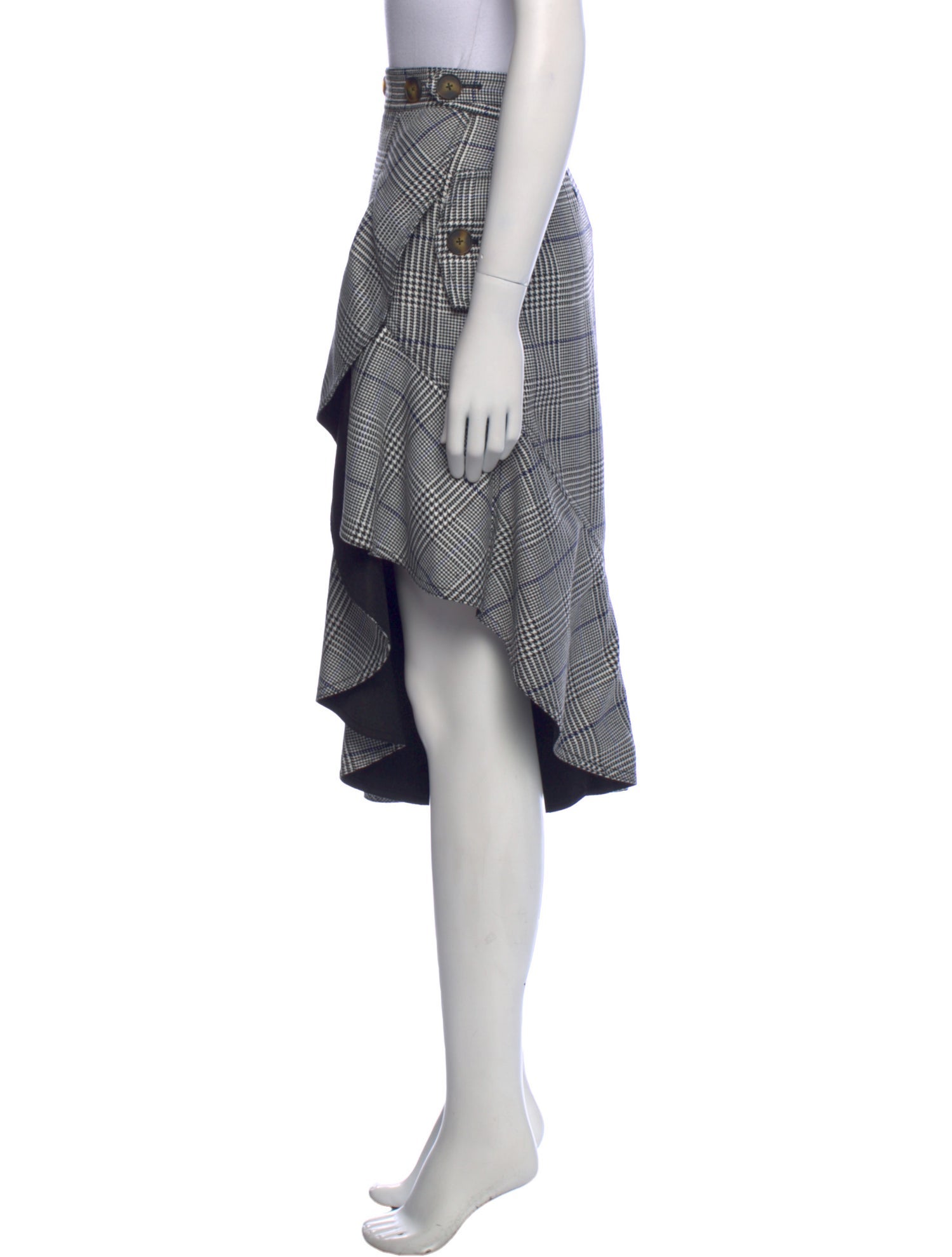 Self-Portrait Plaid Print Midi Length Skirt