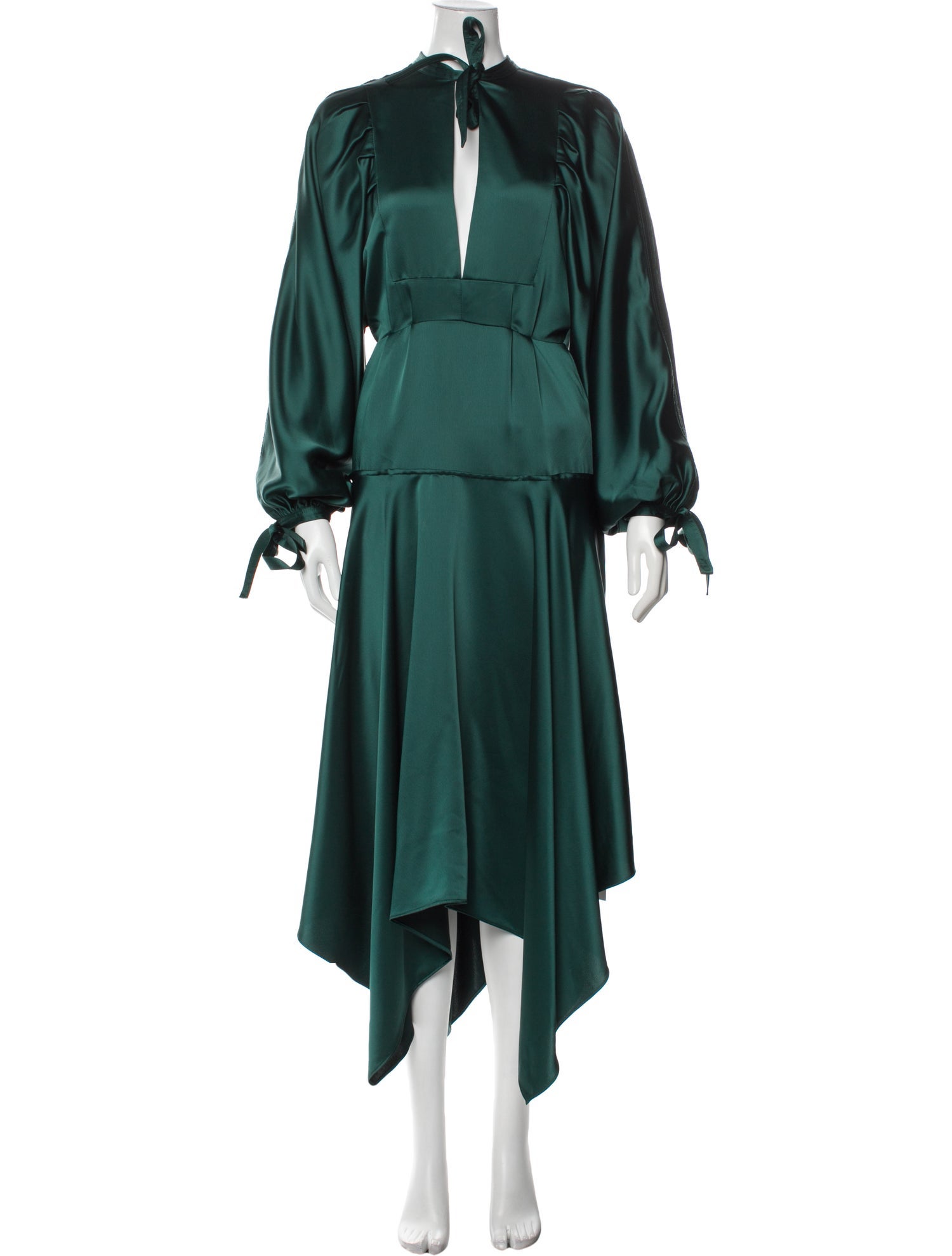 Self-Portrait Tie Neck Long Dress