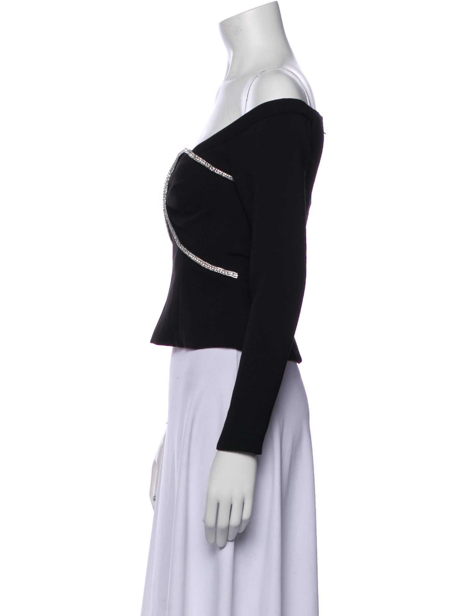 Self-Portrait Off-The-Shoulder Long Sleeve Crop Top w/ Tags