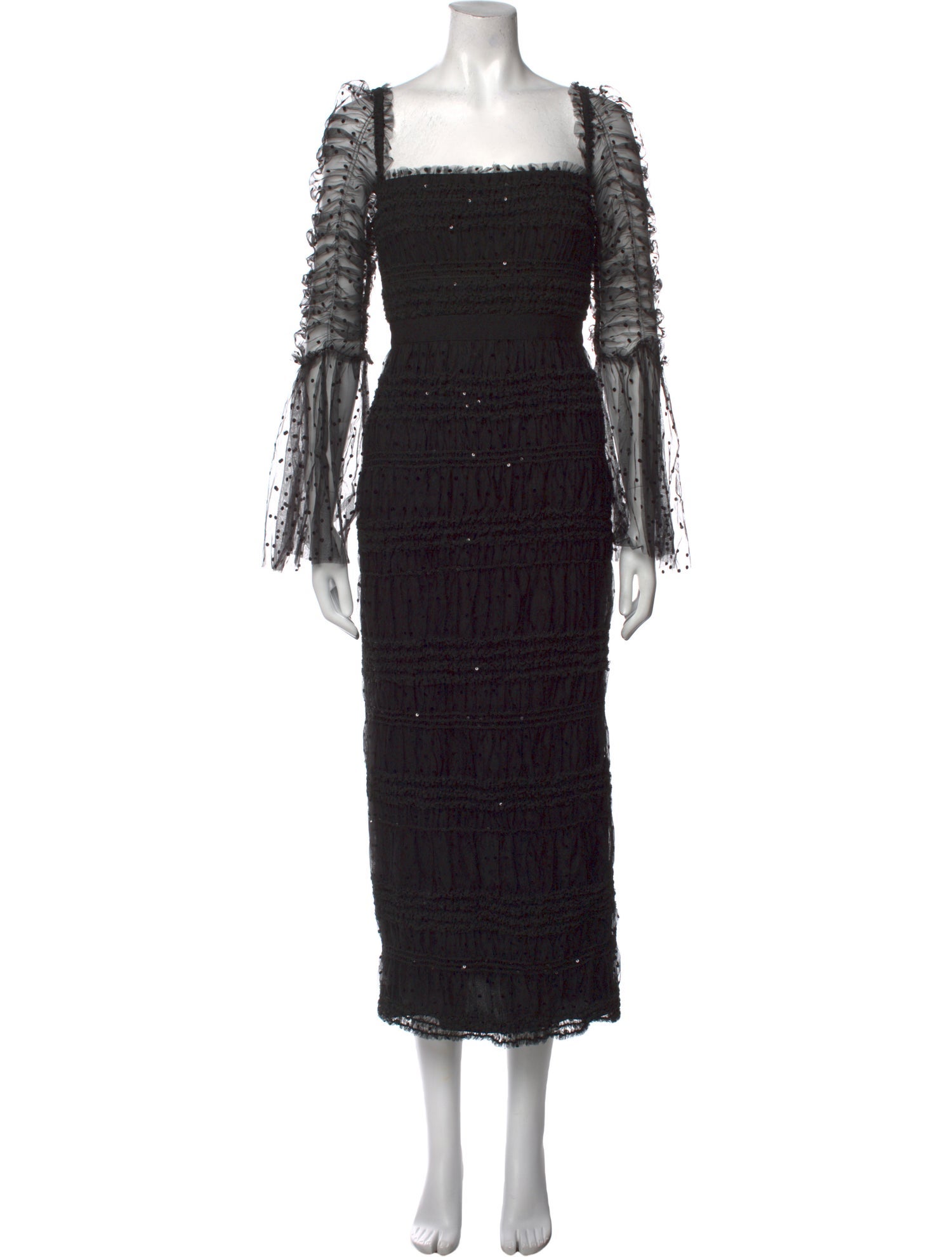 Self-Portrait Square Neckline Midi Length Dress