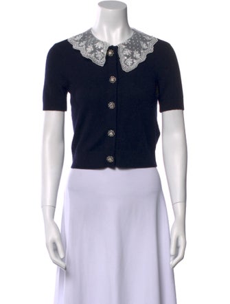 Self-Portrait Short Sleeve Crop Top