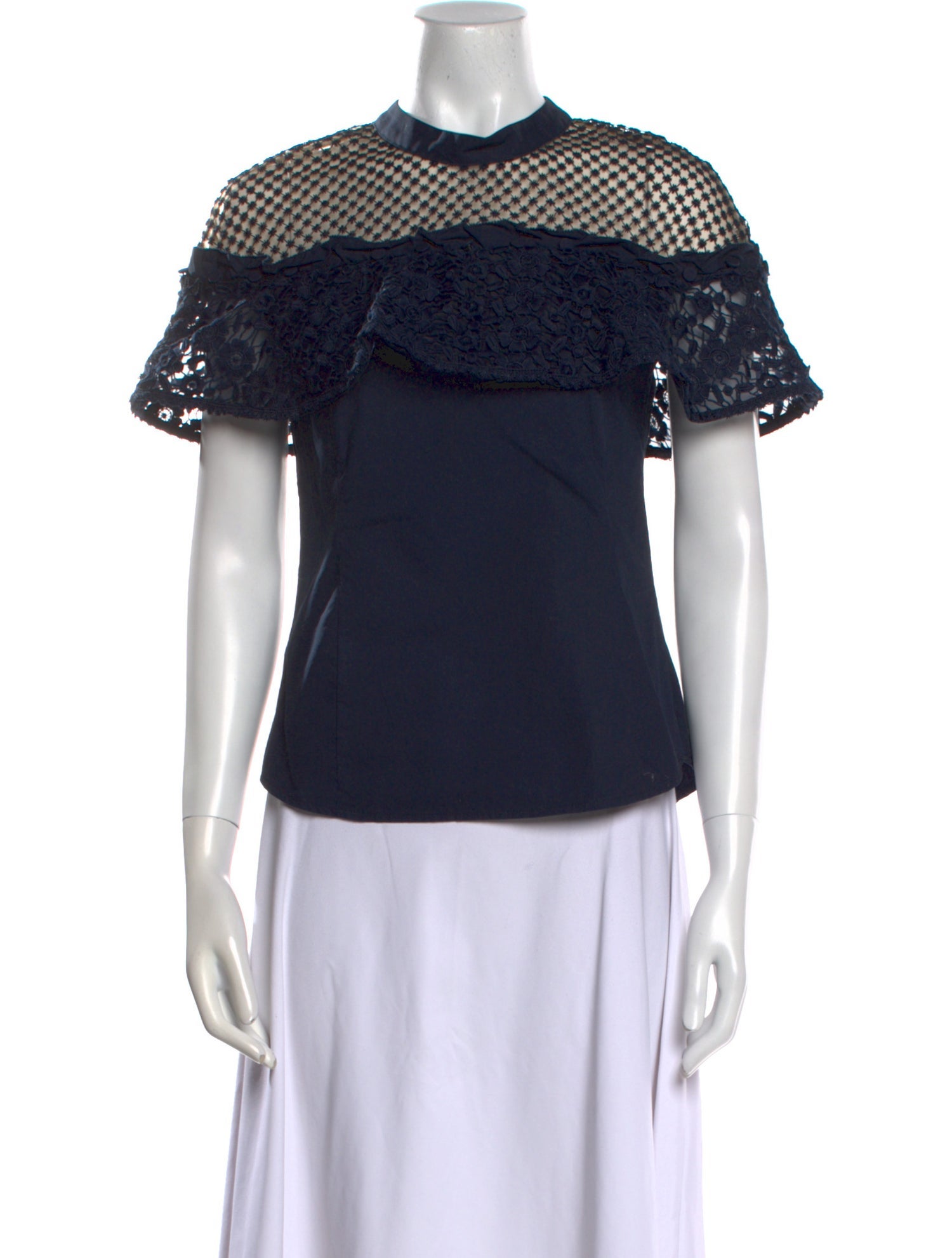 Self-Portrait Crew Neck Short Sleeve Top