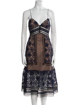 Self-Portrait Lace Pattern Midi Length Dress