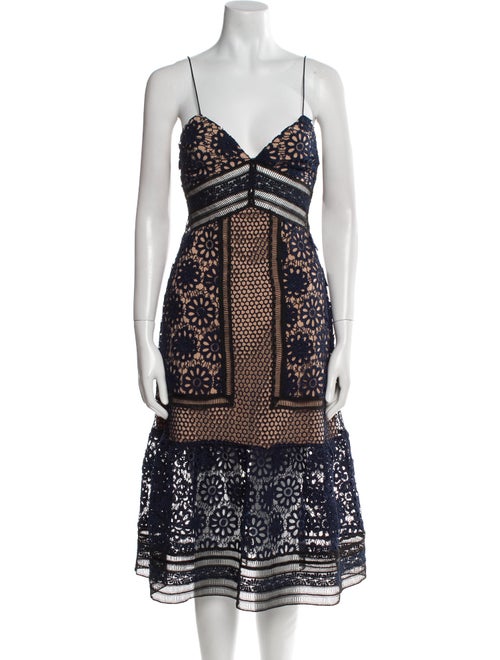 Self-Portrait Lace Pattern Midi Length Dress
