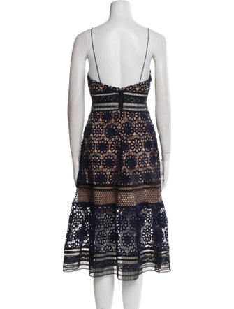 Self-Portrait Lace Pattern Midi Length Dress
