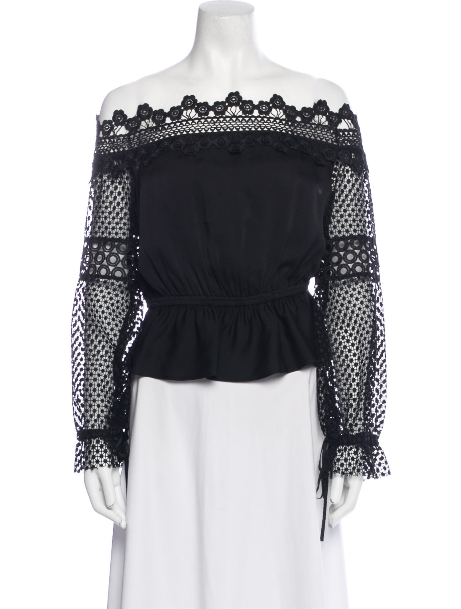 Self-Portrait Patterned Off-The-Shoulder Crop Top