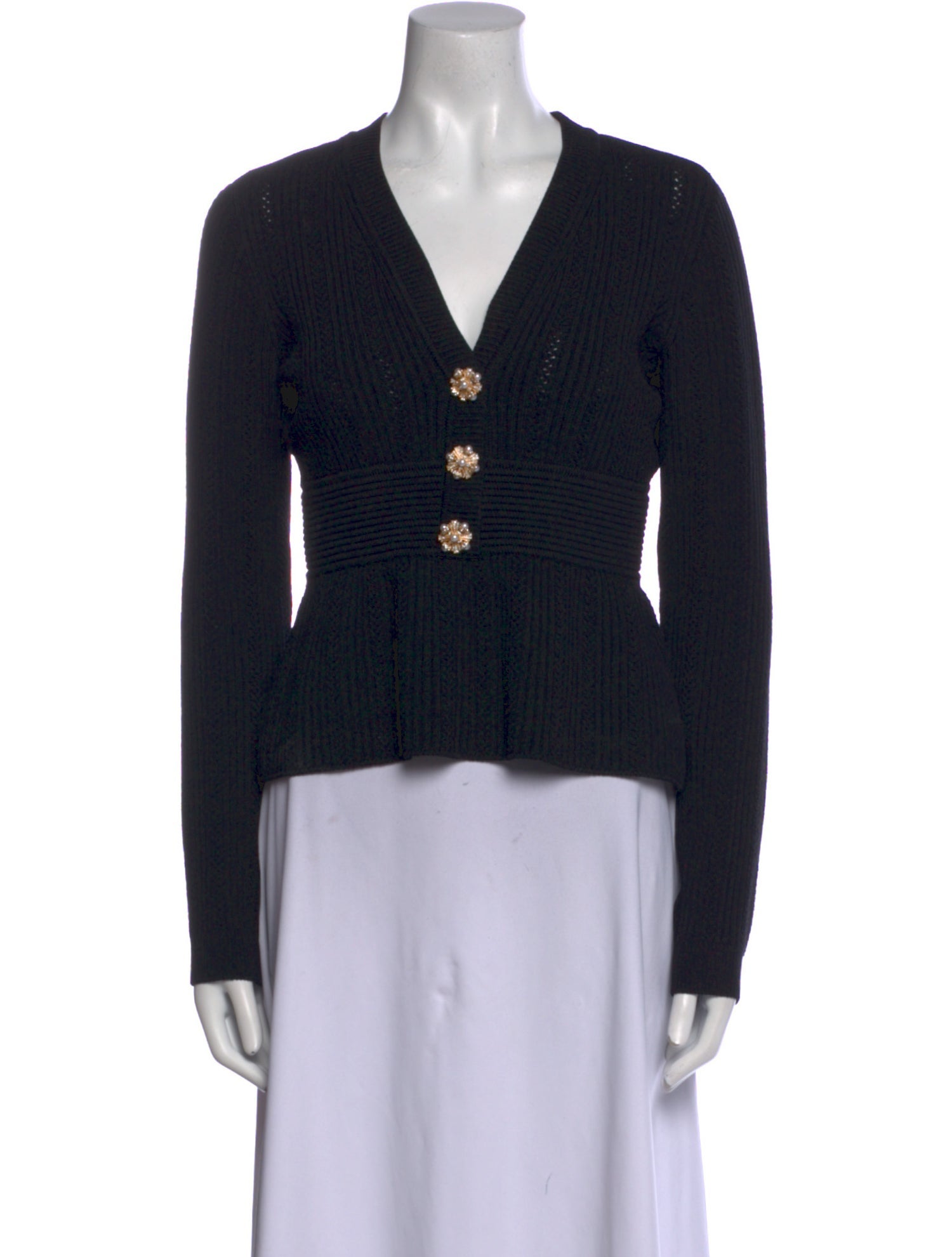 Self-Portrait V-Neck Long Sleeve Crop Top