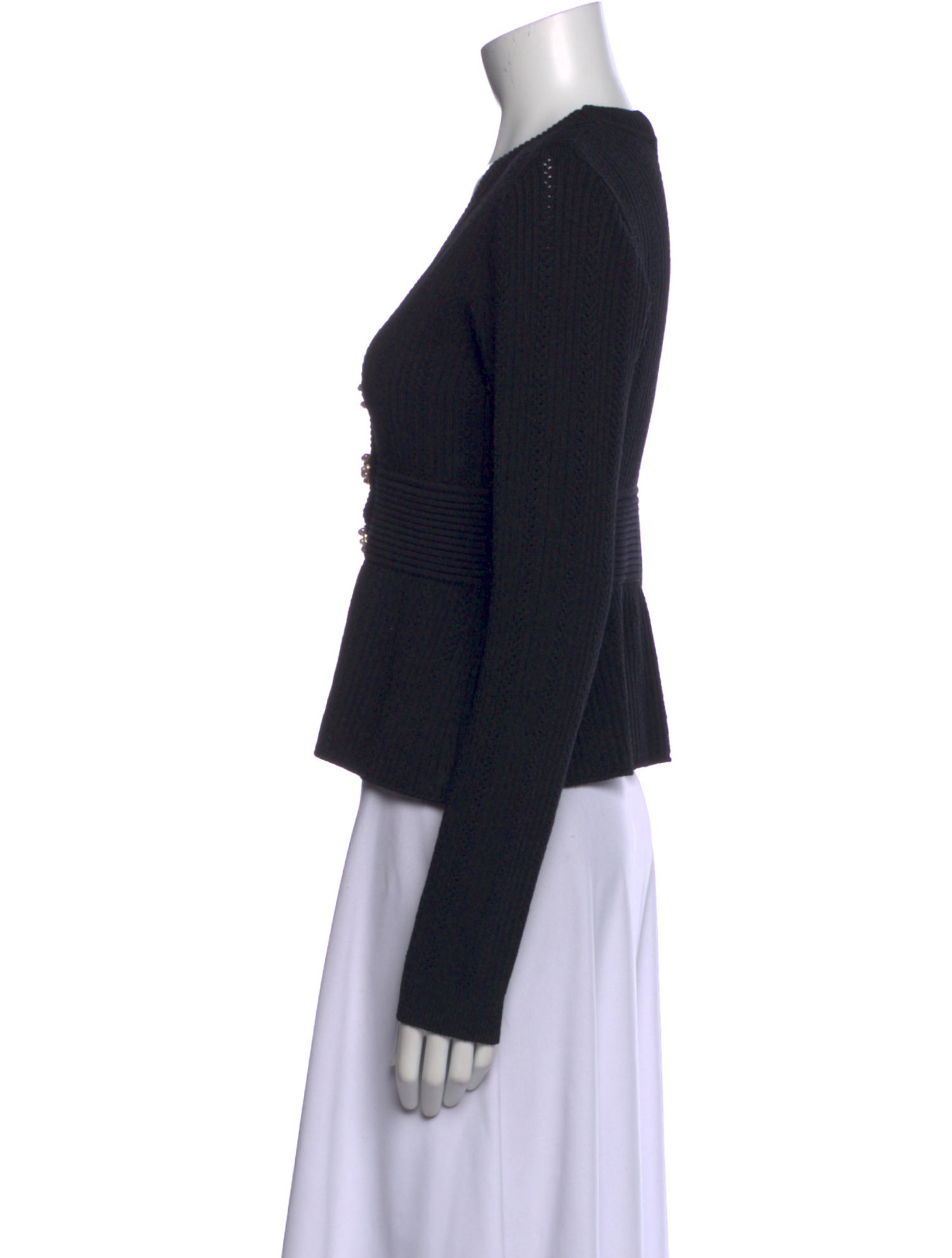 Self-Portrait V-Neck Long Sleeve Crop Top