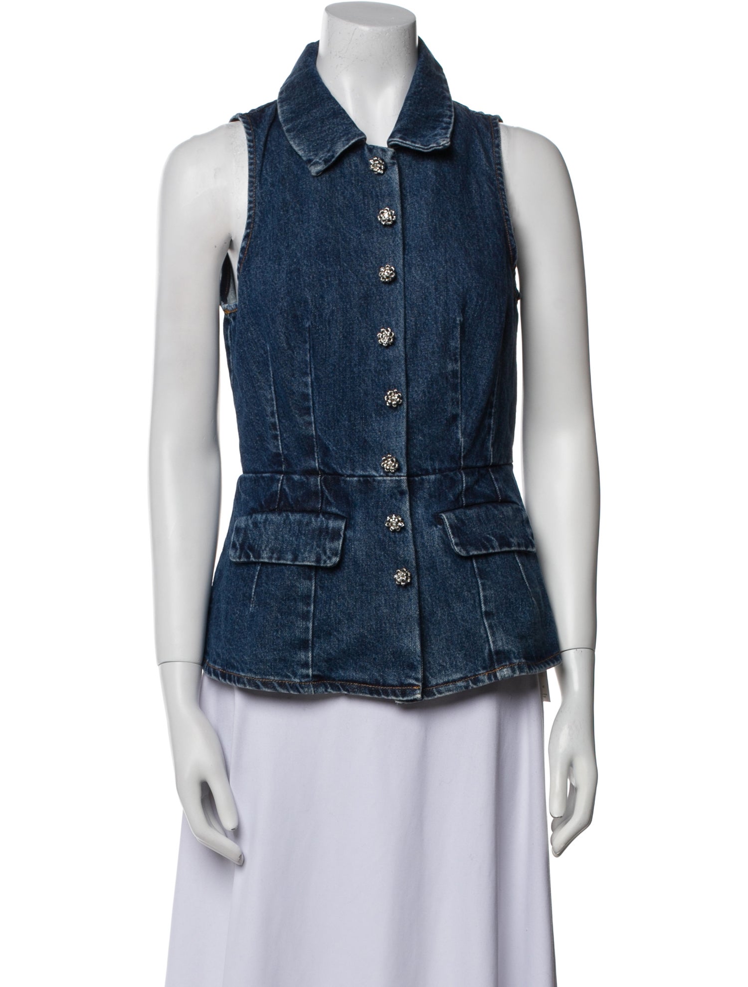 Self-Portrait Sleeveless Button-Up Top