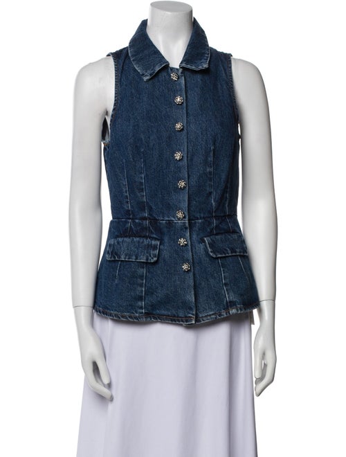 Self-Portrait Sleeveless Button-Up Top