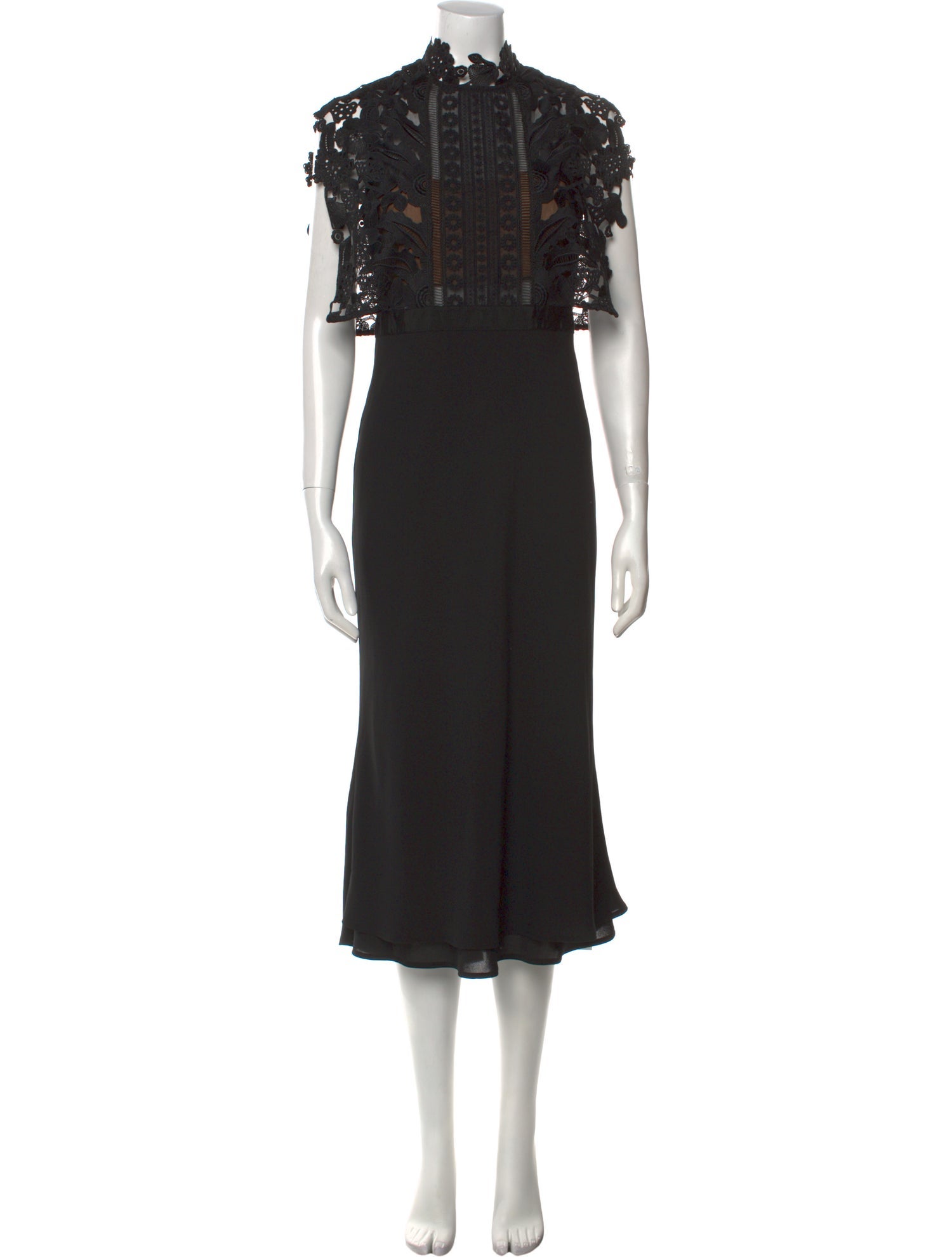 Self-Portrait Mock Neck Midi Length Dress