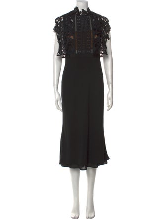 Self-Portrait Mock Neck Midi Length Dress