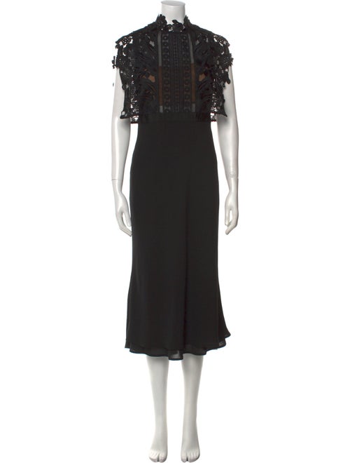 Self-Portrait Mock Neck Midi Length Dress