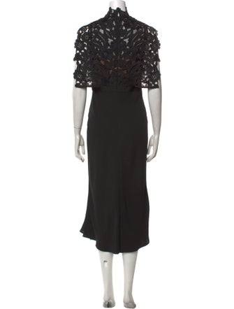 Self-Portrait Mock Neck Midi Length Dress