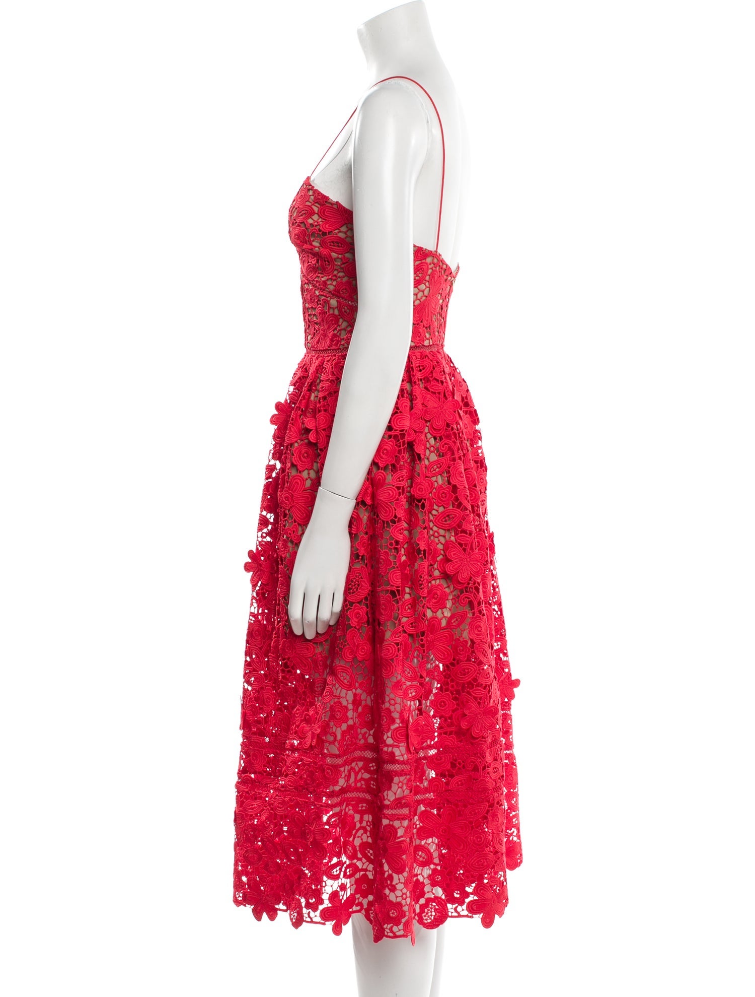 Self-Portrait Lace Pattern Midi Length Dress