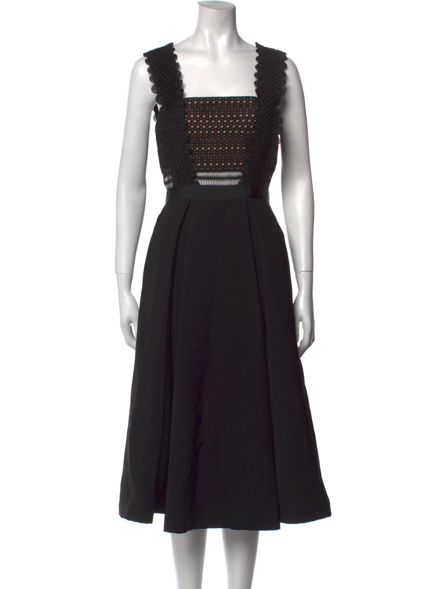 Self-Portrait Square Neckline Midi Length Dress