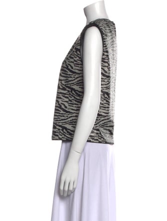 Self-Portrait Animal Print Crew Neck Top