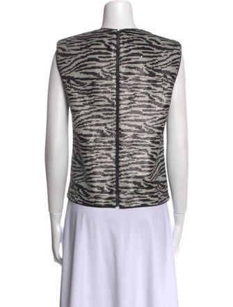 Self-Portrait Animal Print Crew Neck Top