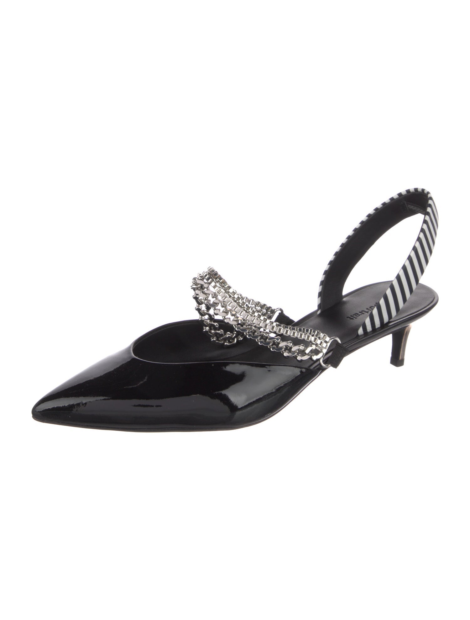 Self-Portrait Patent Leather Striped Slingback Sandals