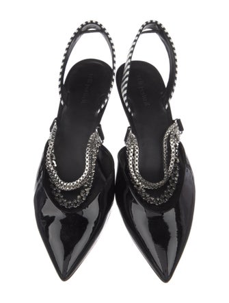 Self-Portrait Patent Leather Striped Slingback Sandals