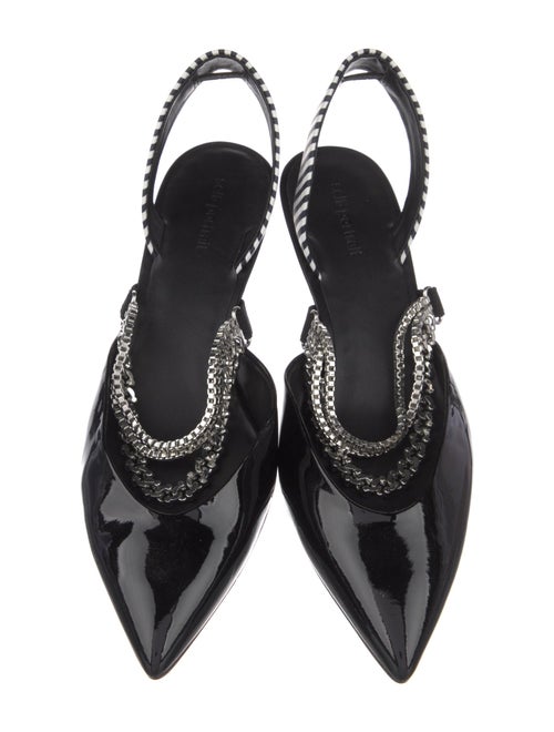 Self-Portrait Patent Leather Striped Slingback Sandals