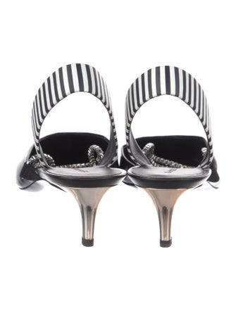 Self-Portrait Patent Leather Striped Slingback Sandals