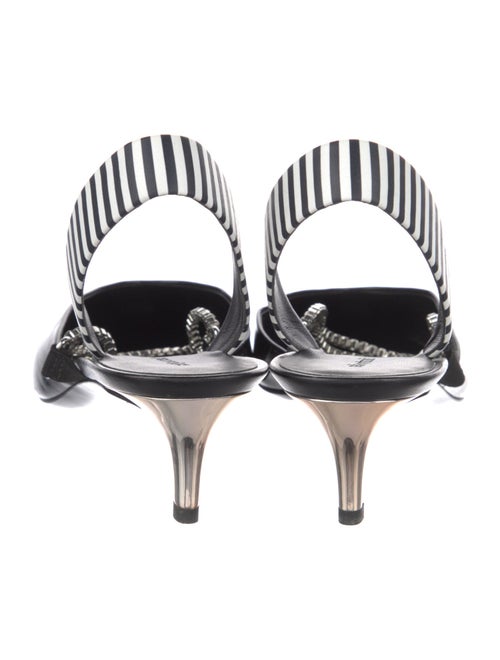 Self-Portrait Patent Leather Striped Slingback Sandals