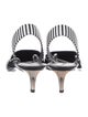 Self-Portrait Patent Leather Striped Slingback Sandals
