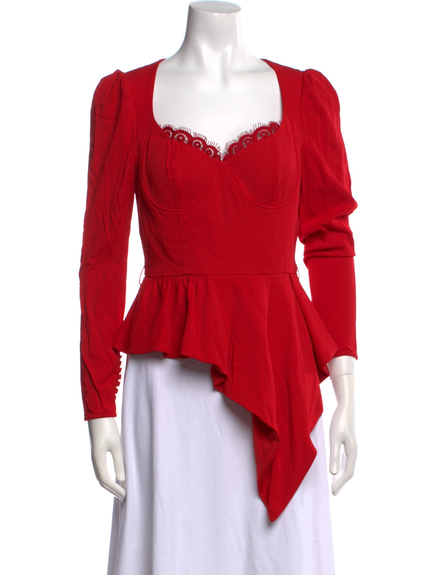 Self-Portrait Square Neckline Three-Quarter Sleeve Top