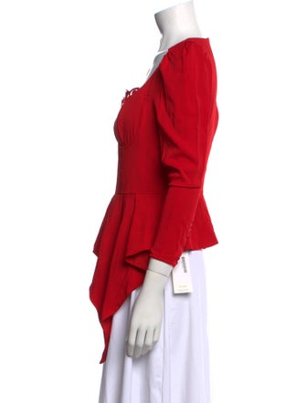 Self-Portrait Square Neckline Three-Quarter Sleeve Top