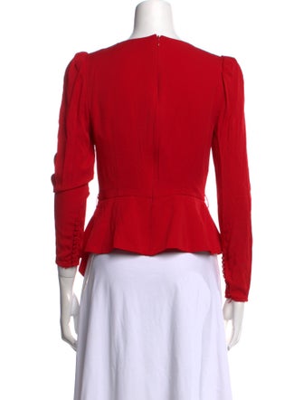 Self-Portrait Square Neckline Three-Quarter Sleeve Top