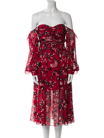 Self-Portrait Floral Print Midi Length Dress