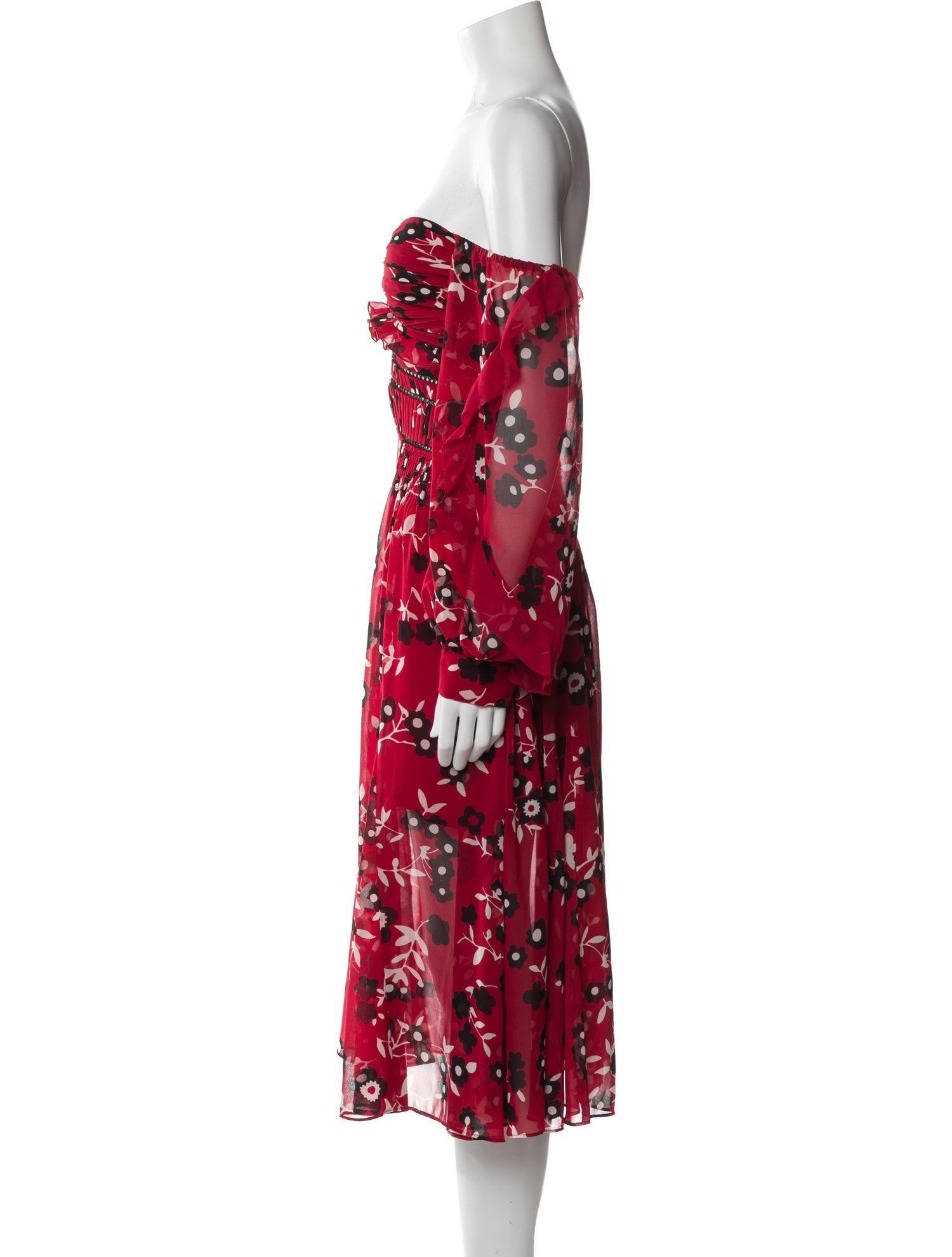 Self-Portrait Floral Print Midi Length Dress