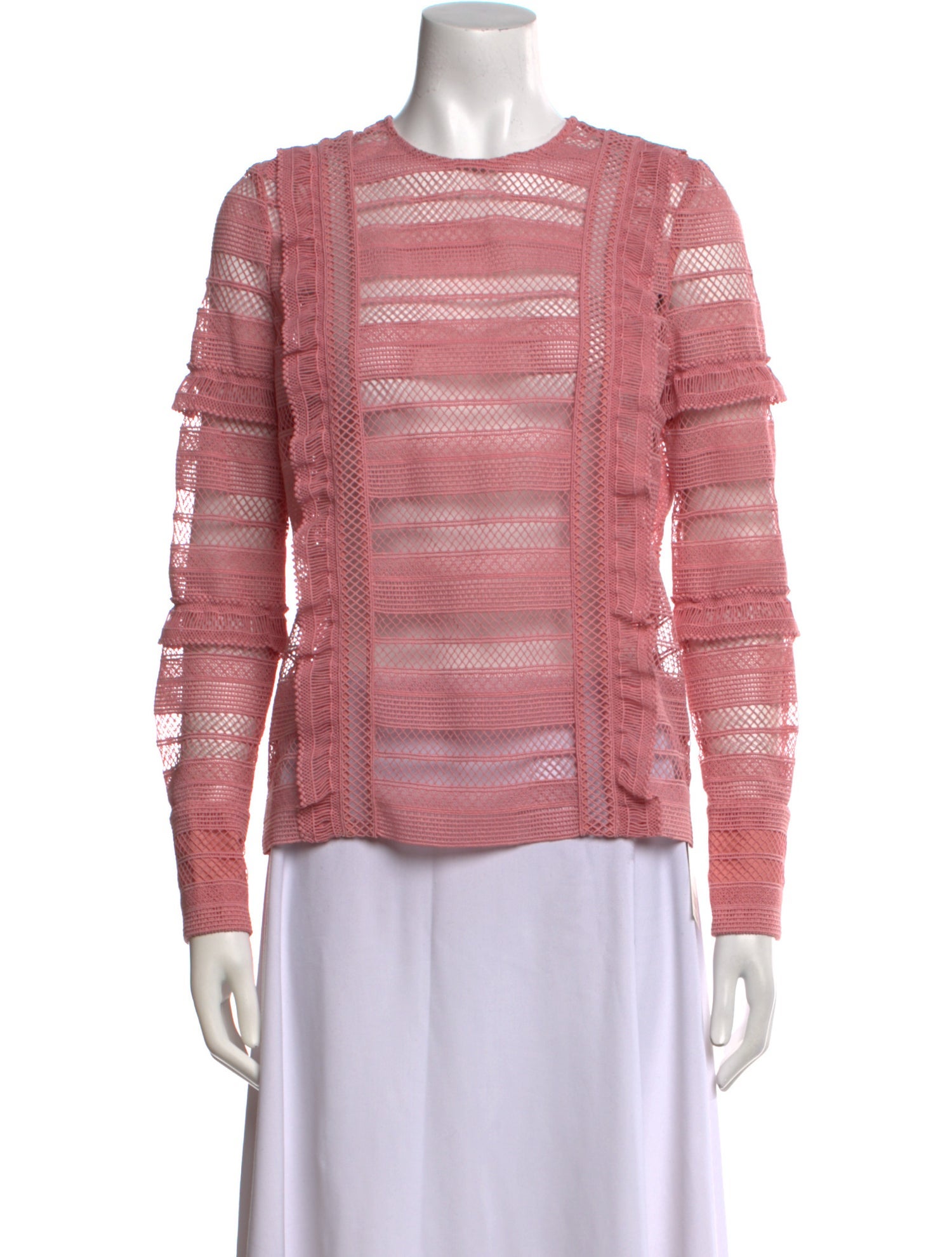 Self-Portrait Crew Neck Long Sleeve Top