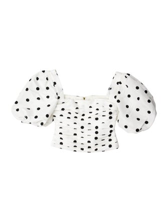 Self-Portrait Polka Dot Print Square Neckline Crop Top