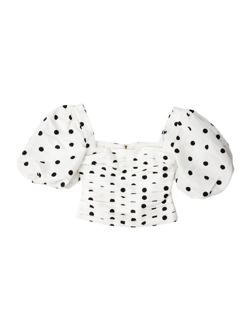 Self-Portrait Polka Dot Print Square Neckline Crop Top