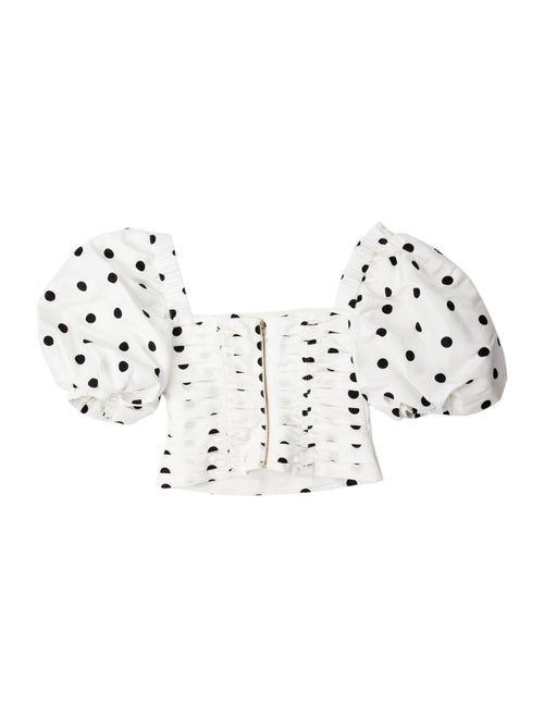 Self-Portrait Polka Dot Print Square Neckline Crop Top