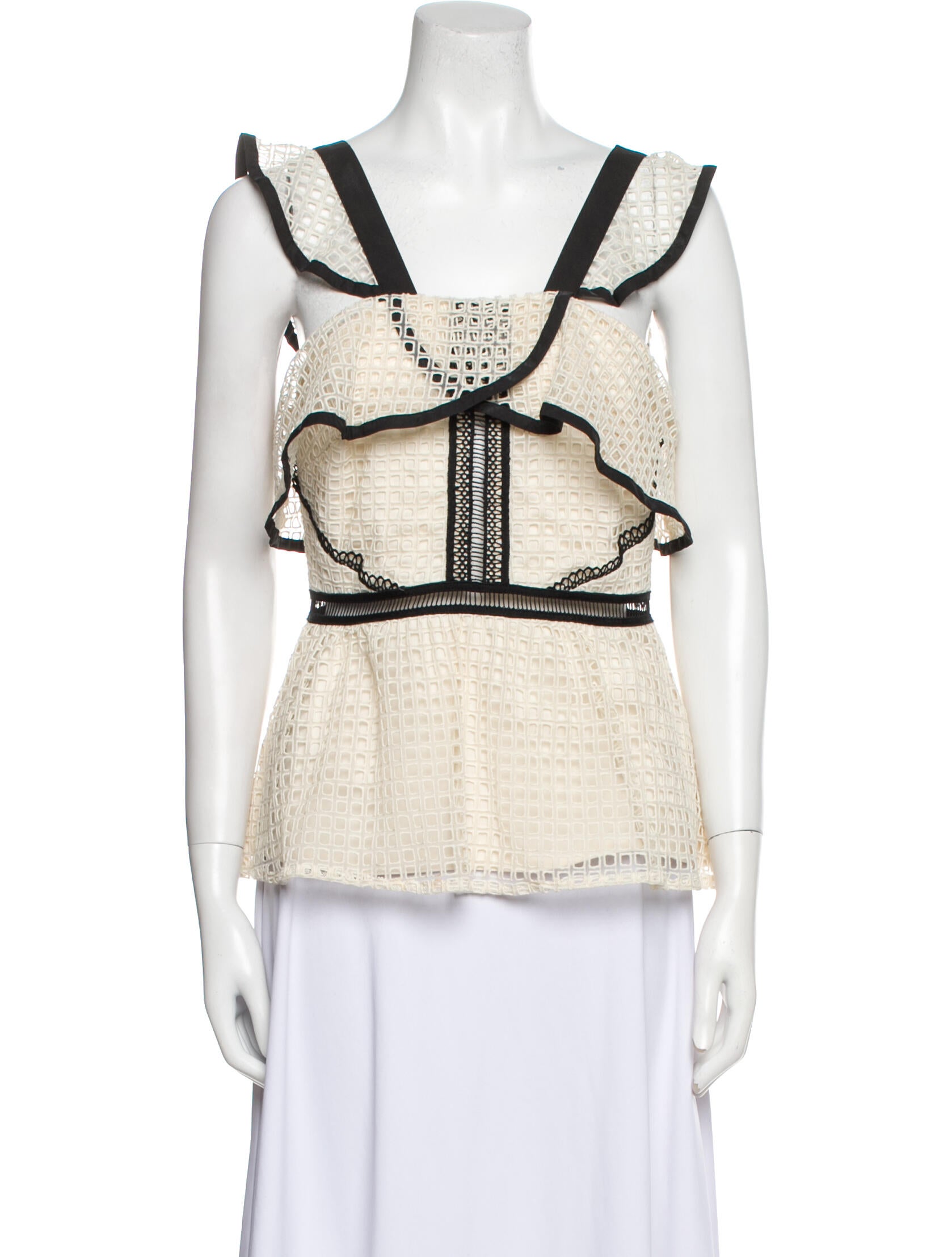 Self-Portrait Square Neckline Sleeveless Top