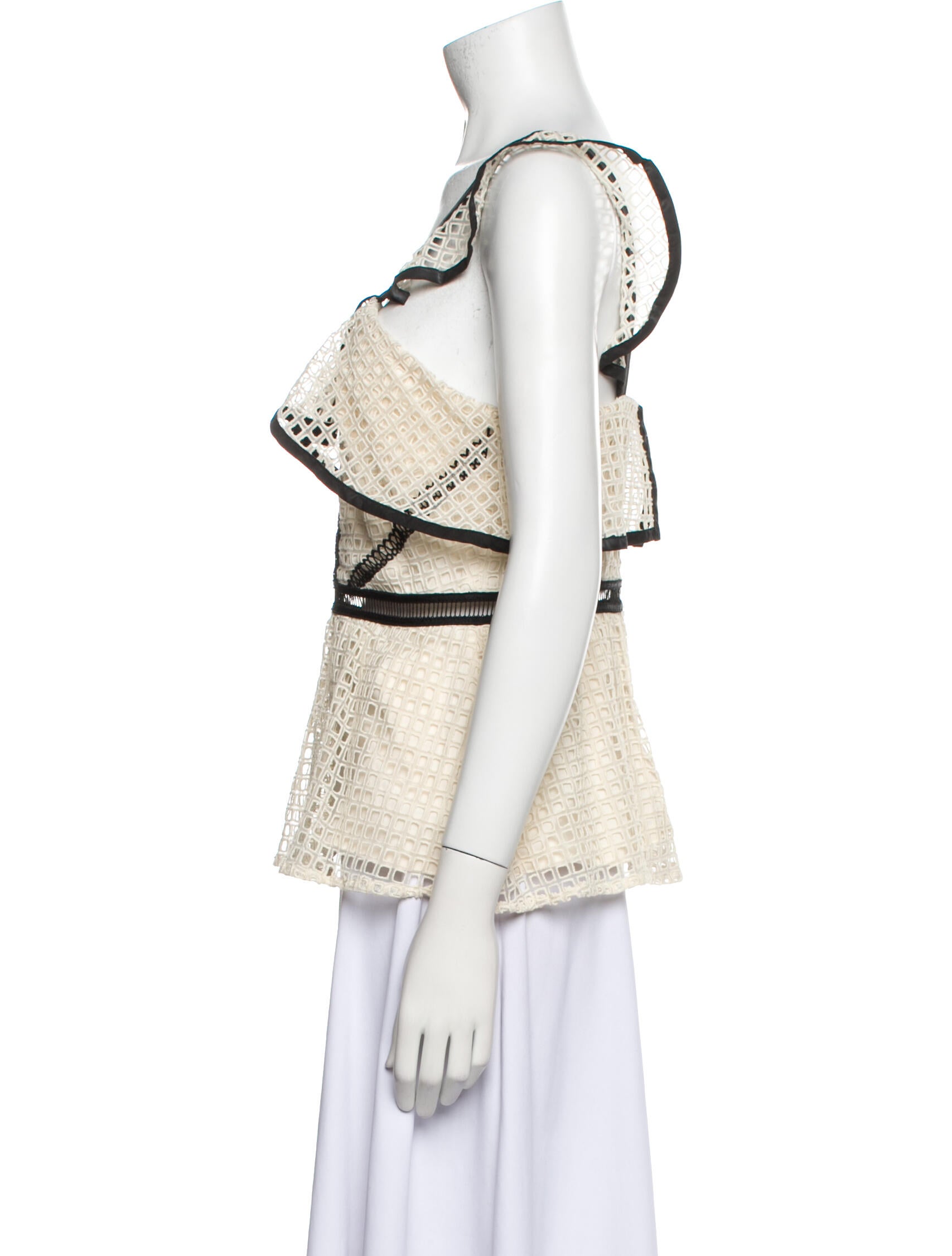 Self-Portrait Square Neckline Sleeveless Top