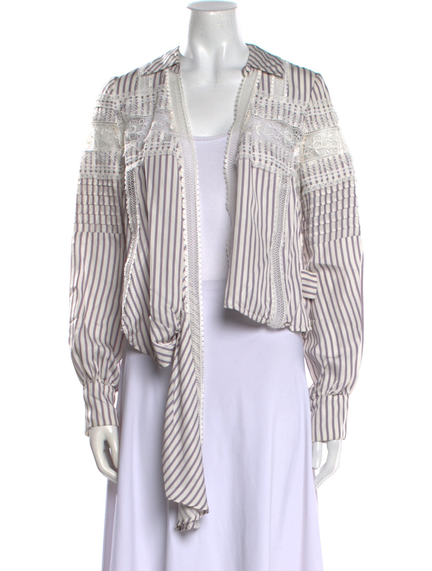 Self-Portrait Striped Long Sleeve Crop Top