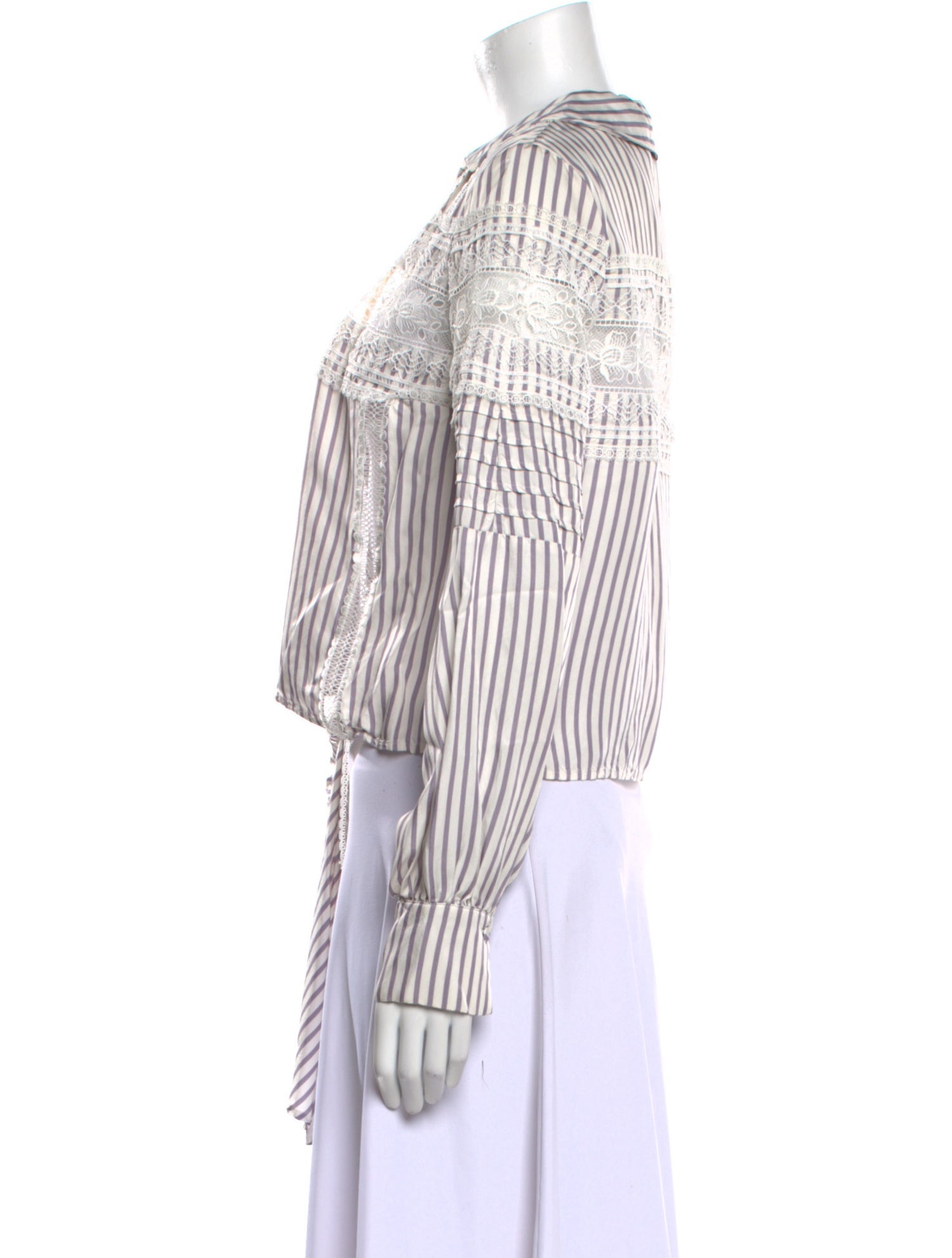 Self-Portrait Striped Long Sleeve Crop Top