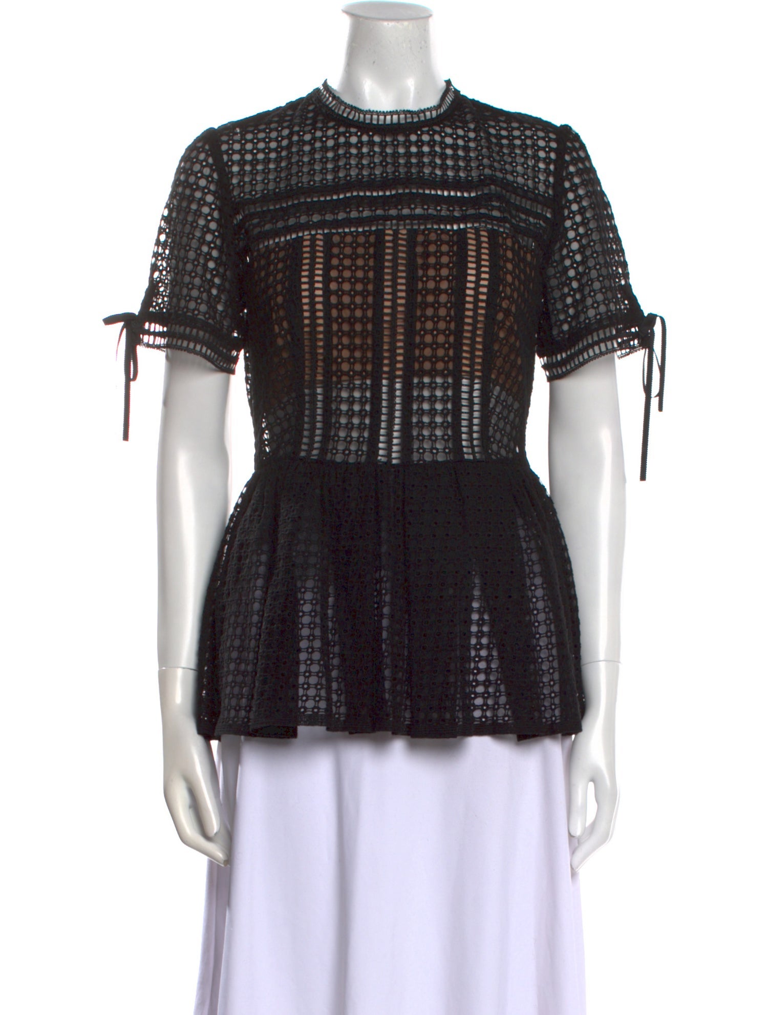 Self-Portrait Lace Pattern Crew Neck Top