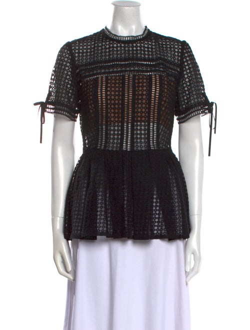 Self-Portrait Lace Pattern Crew Neck Top