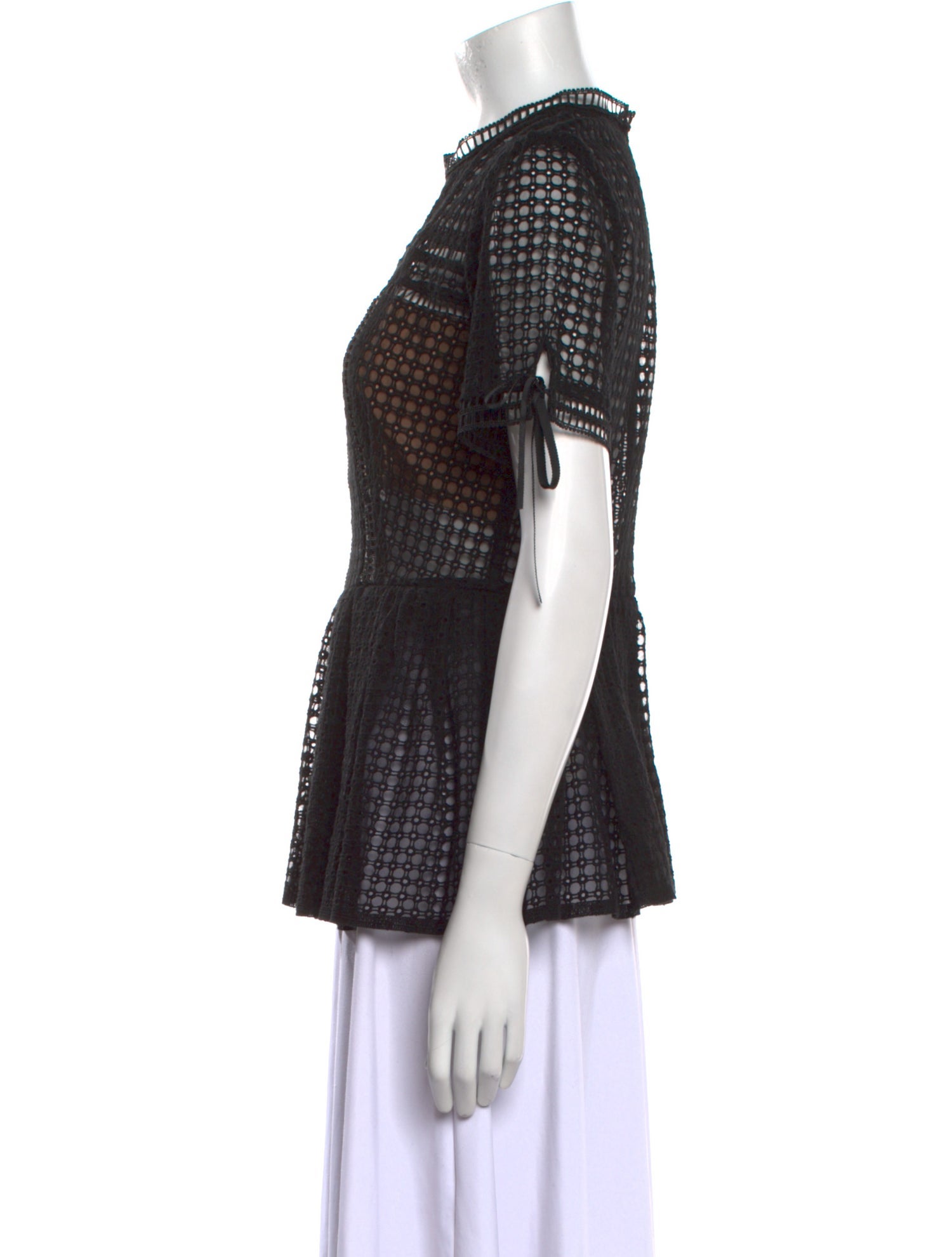 Self-Portrait Lace Pattern Crew Neck Top